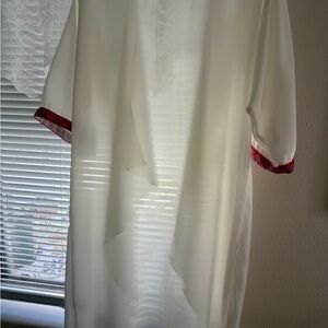 LuLaRoe White Robe with Red Trim